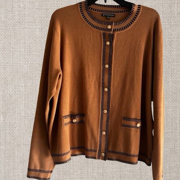 Adriana Papell women's size XL, button-down, long sleeve sweater jacket cardigan - Picture 1 of 10